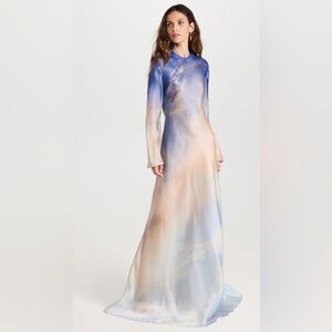 Elegant Multicolor Long Sleeve Dress Zimmermann sunset print silk gown